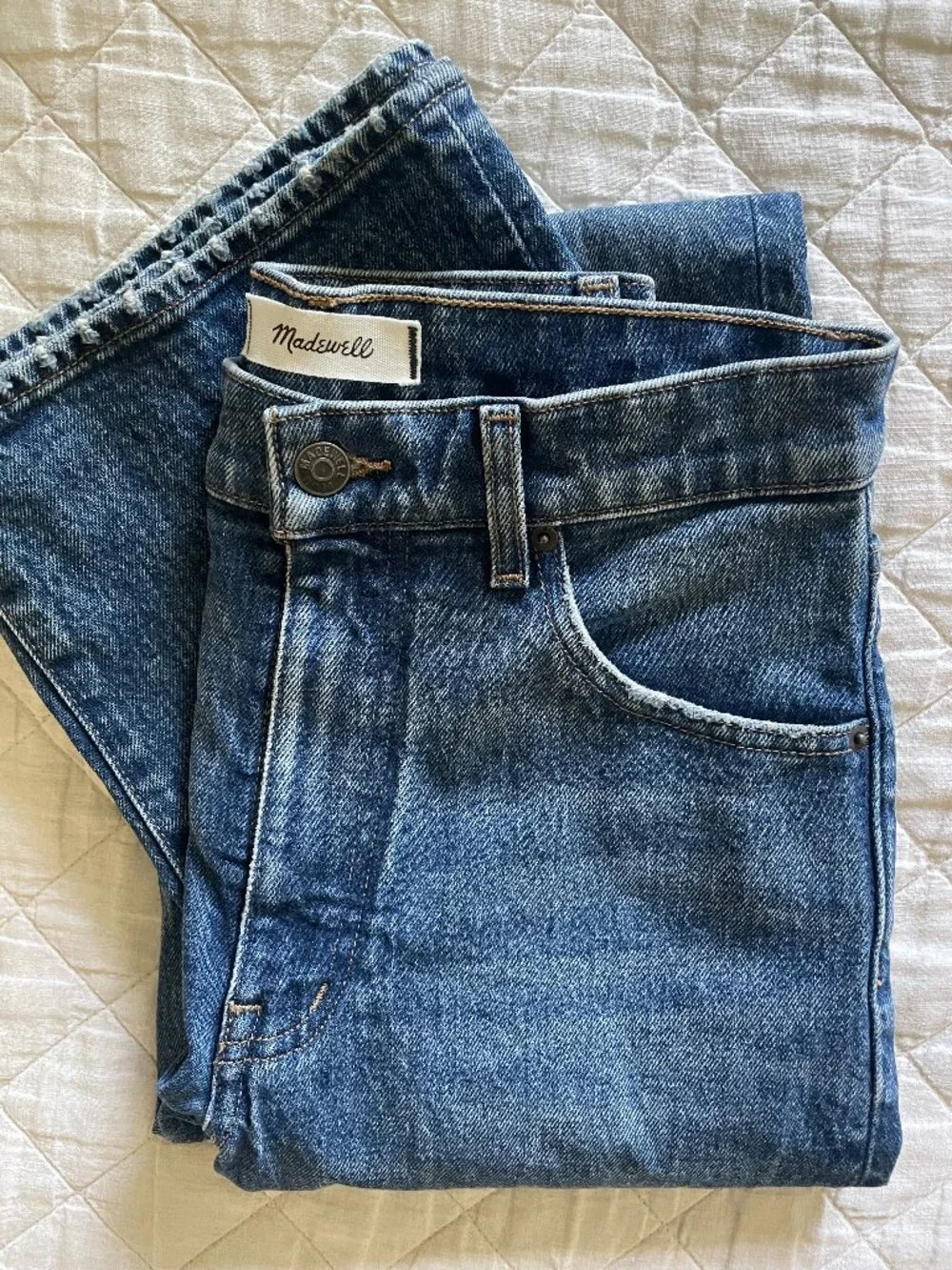 Madewell Relaxed Bootcut Jeans Concho Wash High Rise Magic Pockets Size 25
